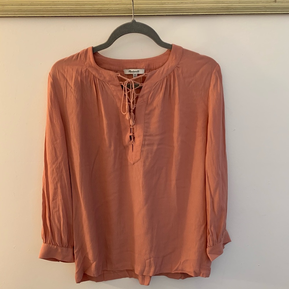 Madewell Pink Laceup Top
